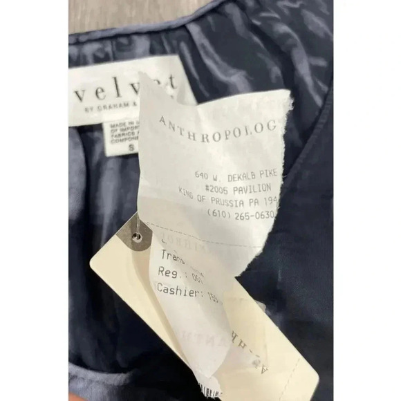 NWT Women's Navy and Blue Velvet‎ Anthropologie Blouse $150.0 - Picture 6 of 7